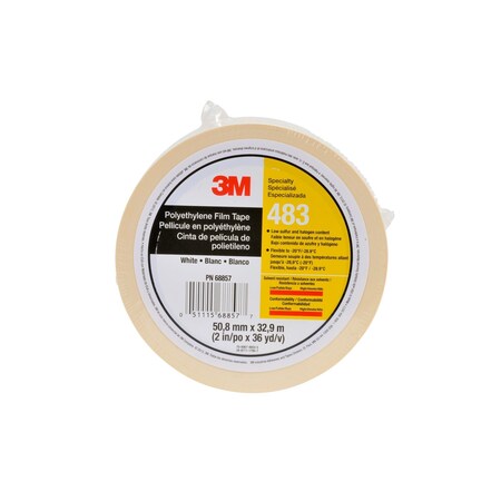 3M Polyethylene Tape 483, White, 2 In X 36 Yd, 5.0 Mil 7010375090